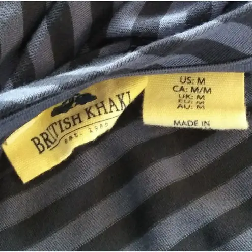 British Khaki Blue Stripe Sleeveless HighLow Dress