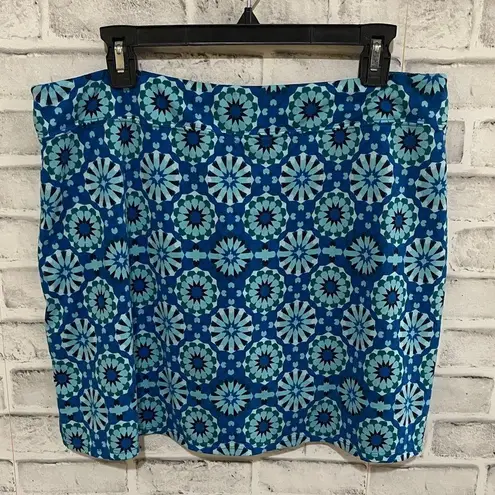 Women’s Tranquility blue geometric floral skort shorts under skirt athletic XL