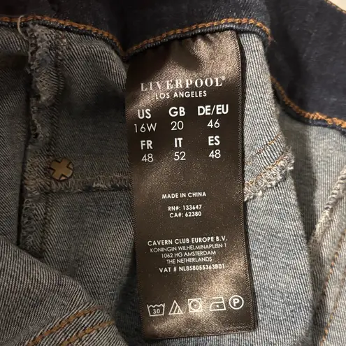 Liverpool Plus Size The Capri Pull on Jeans in dark blue wash size 16w