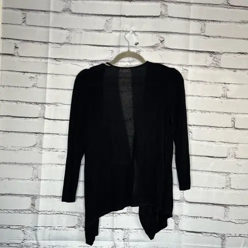 August Silk Black Cardigan Sweater with Waterfall Open Front Sz S Lightweight