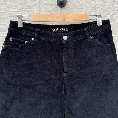 st. john's bay St John’s Bay Black Corduroy Boot Cut Pants Size 10 Secretly Slender