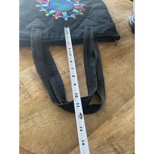 RUTH Y NOHEMI Guatemalan Colorful Children Of The Earth Padded Flat Bottom Tote Black