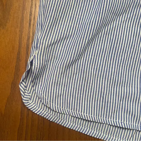 Edikted Mid-Rise Elastic Drawstring Waist Pinstripe Shorts Size XS Blue & White