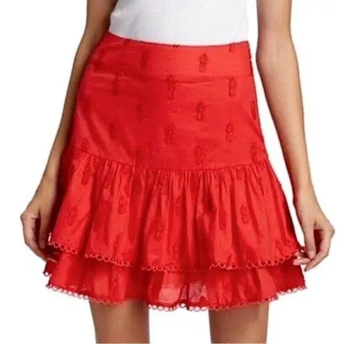 Farm Rio NWT Ruffled 3-D Pineapple Mini Skirt Size Medium Warm Red Tropical NEW