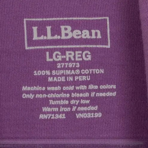 LL Bean Womens Cardigan 100% Supima Cotton Open Front Shawl Collar Size L Purple Size L