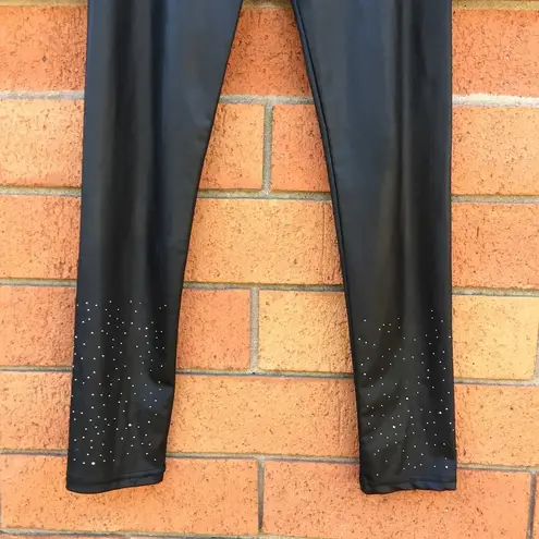 MILK Black Studded Crop Leggings Faux Leather XS