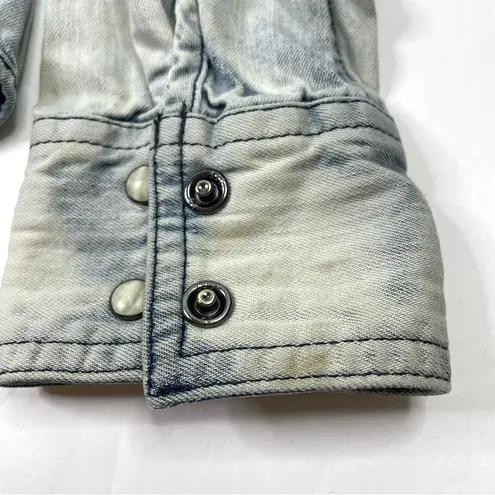 American Eagle AEO Bleached Denim Button Up Shacket