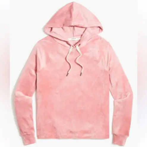 J Crew Factory light pink velour drawstring tie hoodie size S
