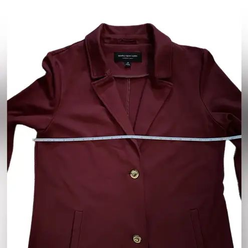Andrew Marc Maroon Longline Blazer Coat Gold Button Classic Jacket Size M - Image 8