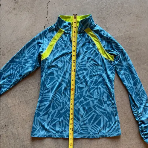 Ideology / Women's Athletic Zip Jacket / Teal - Chartreuse / size small