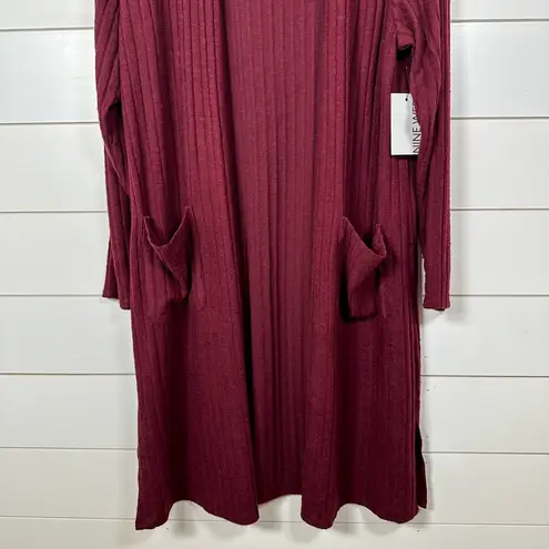 Nine West  Women’s Burgundy Rib Knit Duster Cardigan Sweater, NWT, Small MSRP $40