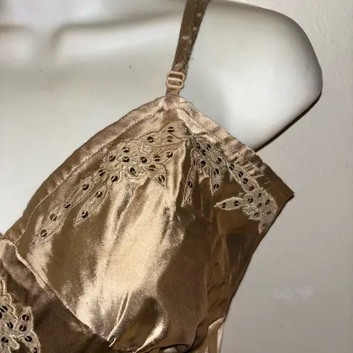 Newport News Gold satin long beaded sequins Slip nightgown lingerie NWTS size 6