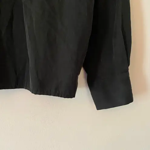 Djerf Avenue On The Go Ash Black Cupro Cotton Button Down Blouse Women's size XS