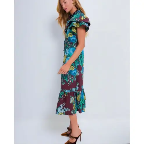 Tuckernuck Alice Dress Merlot Verdant Floral Print Size Large L NWOT Preppy