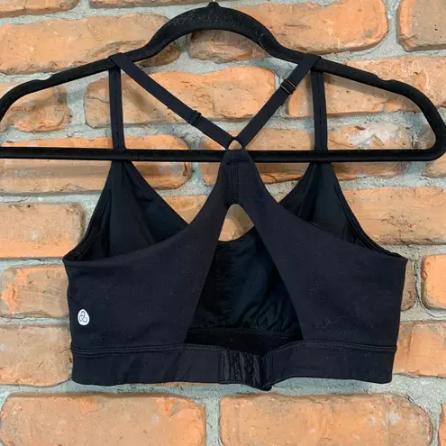 Zella  Scoop Neck Low Impact Sports Bra Keyhole Racerback Wireless Black Size S