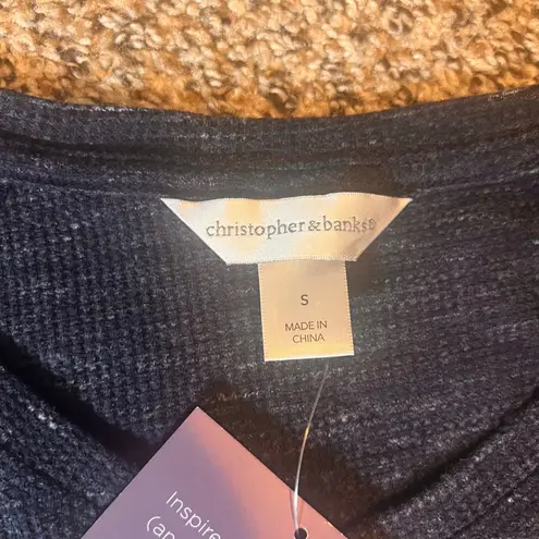 Christopher & Banks Women's Blue Heathered Long Sleeve Raglan Top Size S NWOT