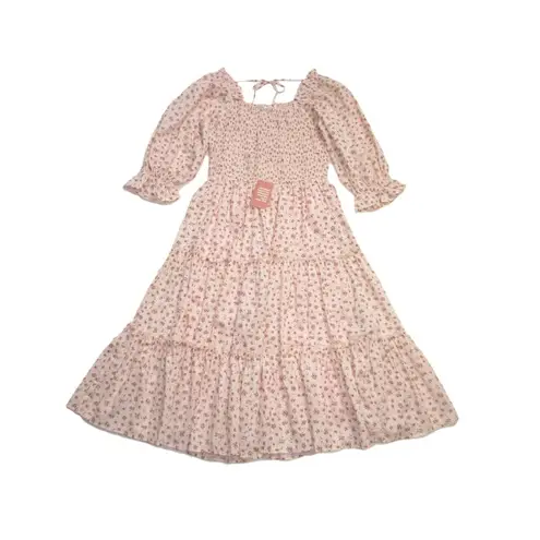NWT Ivy City Co. Madeline Midi in Pink Floral Smocked Cotton Dress L Size L