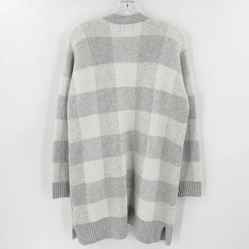 Jun & Ivy Gray Checkered Long Sleeve Open Front Knit Cardigan Size Medium