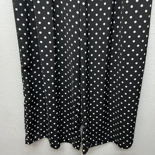 Tronjori Polka Dot Womens Pants XXL High Rise Pleated Front Wide Leg Career Chic Black