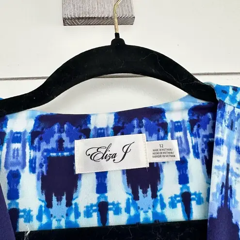 Eliza J Twist Front Knit Maxi Dress Tie Dye Blue White Size 12 NWT