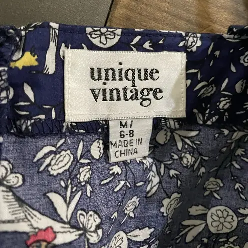 Unique Vintage  mushroom dress blue