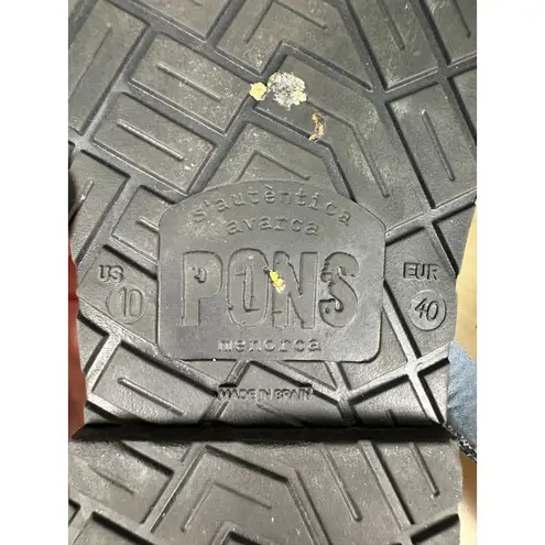 PONS Avarcas Menorca Spain Sandals Blue Leather Peep Toe Slingback Women’s 10