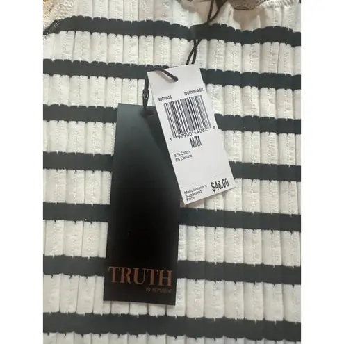 Truth by Republic M Striped Ribbed Tank Top women's White Black stretch Size M