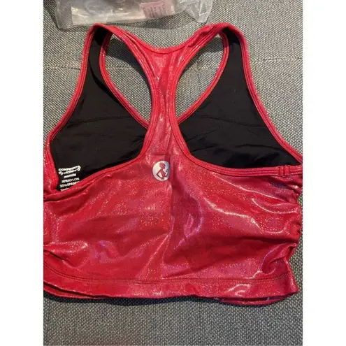 ACBikinis NWT Metallic Racerback Cropped Tank Sports Bra in Red Size Medium