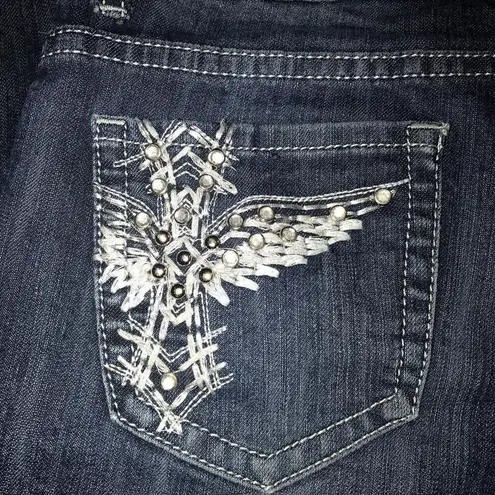 ✨HP✨Embellished Wing Cross Low Rise Skinny Jeans✨ Blue Size undefined