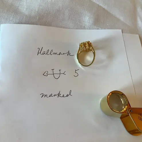 Hallmark Vintage Opal Pinky Ring Size 4.5 Gold Tone Marker Multiple Gemstones