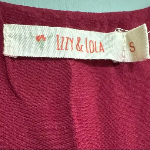 Izzy & Lola Sleeveless Burgundy with Gold/Tan Embroidery Baby Doll Dress Size S