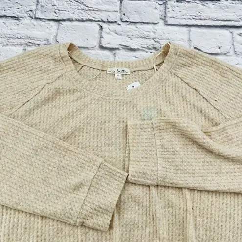 Nine Britton NEW  Billie Tie‎ Front Brushed Knit Top 2X Plus Beige Crewneck