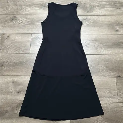 Athleta  Ribbed Fit And Flare Midi Active Tank Dress Black Size XS