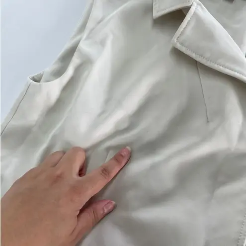 Marina Moscone Collective Vest Womens Medium White Twill Long Wrap Collared