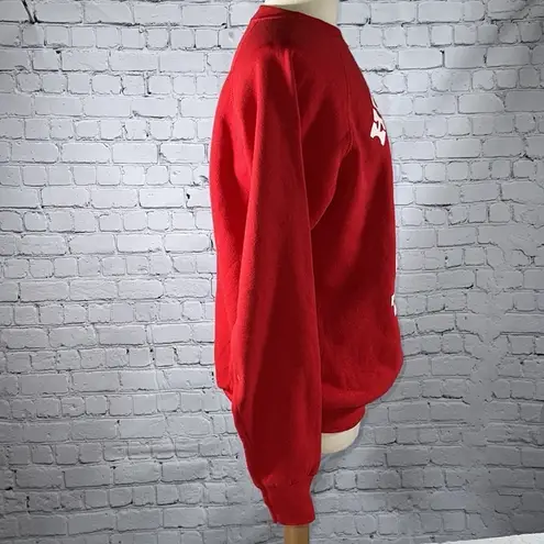 Red Hug Me In Texas 80s Christmas Teddy Bear Vintage Sweatshirt 1987 size XL