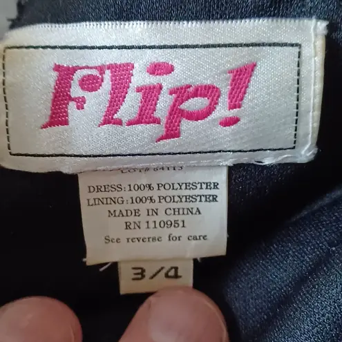 Flip womens elegant formal gown dress black size 3 4 bejeweled