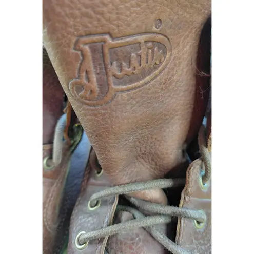 Justin Boots Justin Women's L0902 Brown Leather Roper Work Boots, Size 9B, Ankle Boots