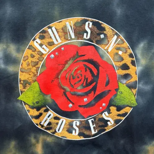Guns N’ Roses Blossoming Rose Leopard Print Band Logo Heavy Metal Tie Dye Small