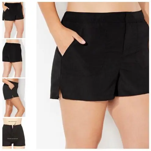 Swimsuits For All New Cargo Swim Shorts Bottoms Size 8 Black Bathing Suit Lined