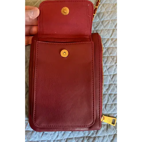 Badgley Mischka Crossbody Purse Red Vegan Leather Phone Pocket Small NWT