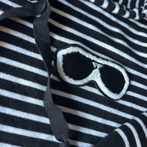 Karl Lagerfeld Striped Hoodie – XS – Iconic Sunglasses Embroidery – Super Soft!
