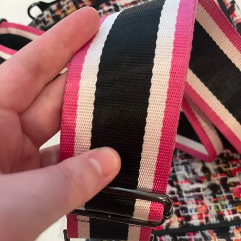 Haute Shore Pink Multicolored Tweed Print Neoprene Shoulder Crossbody Purse Black