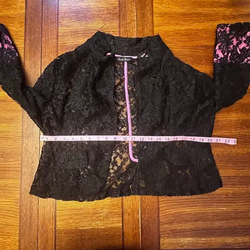 Last Kiss  Vintage 80's Madonna Style Black Lace Hot Pink Blazer Jacket XL