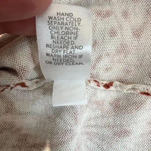 J Jill Sweater Top Womens Large Rust Cream Butterfly Pattern Striped Cuff Knit