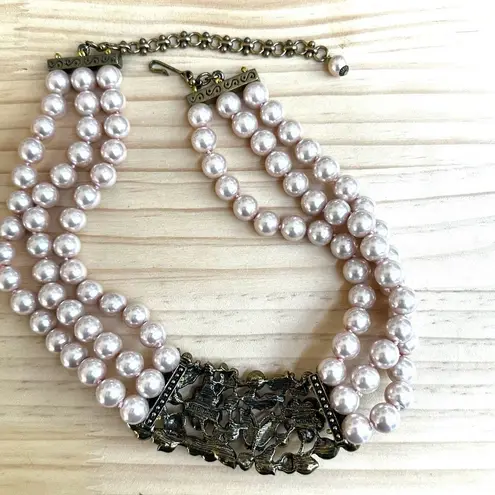Heidi Daus "Secret Garden" Triple Strand Pearl Statement Necklace