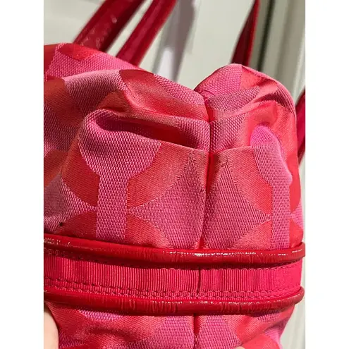 Coach  Poppy Op Art Glam Pink Jacquard Large Monogram Canvas Style Shoulder Bag