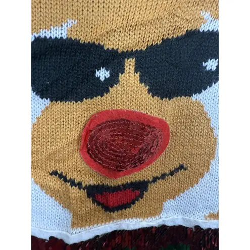 No Boundaries  Sweater Womens Large Reindeer Christmas Ugly Holiday Pullover Fun