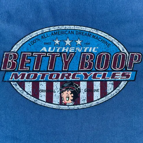 Betty Boop Vintage 90s  Motorcycles All American Dream Blue Graphic T-shirt