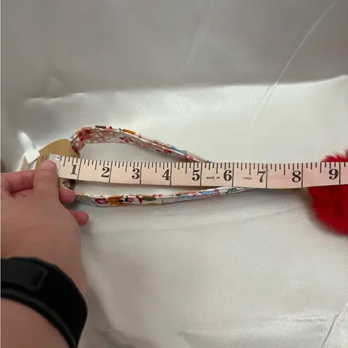 Handmade Shiba Inu and Cherry Blossom Floral Wristlet Keychain with Red Pompom - Image 6