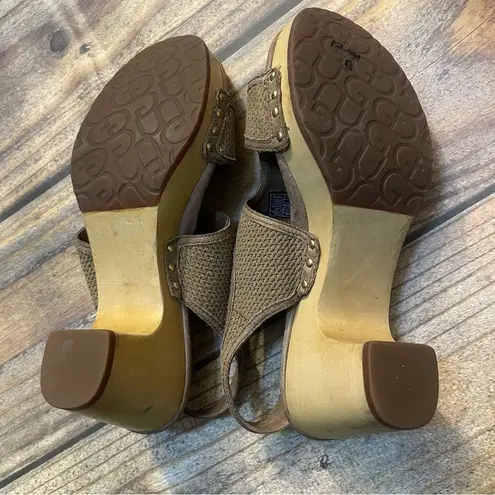UGG  Lomita size 7 Women’s Brown Open Toe Clog Heeled Sandals thumbnail 3